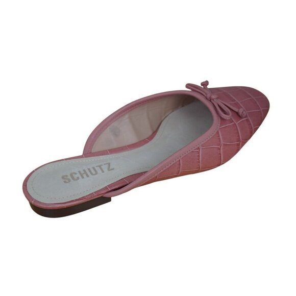 Schutz "Carlene" Rosa Croc Embossed Mule Ballet Flats‎ Sz 6B - Picture 6 of 9